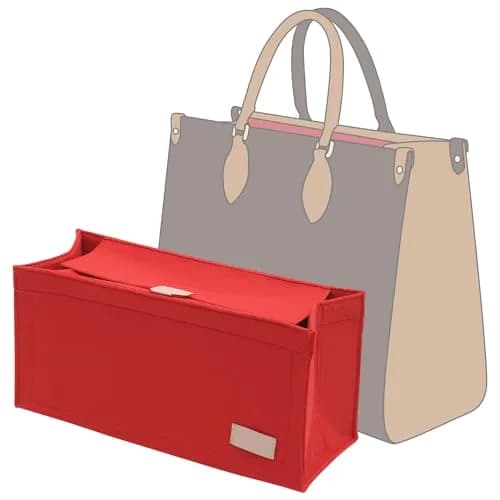Doxo Felt Purse Organizer Insert for LV On The Go GM, Red Cover, 36cm (14.1" W x 7.7" H x 6.3" D) | Keeps Luxury Bags Shaped & Organized thumbnail 1