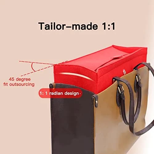 Doxo Felt Purse Organizer Insert for LV On The Go GM, Red Cover, 36cm (14.1" W x 7.7" H x 6.3" D) | Keeps Luxury Bags Shaped & Organized thumbnail 8