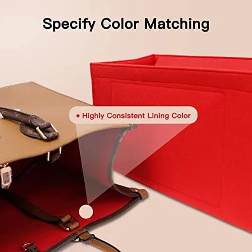 Doxo Felt Purse Organizer Insert for LV On The Go GM, Red Cover, 36cm (14.1" W x 7.7" H x 6.3" D) | Keeps Luxury Bags Shaped & Organized thumbnail 9