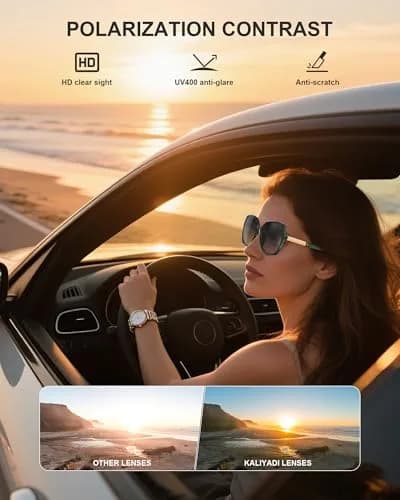 KALIYADI Polarized Sunglasses Womens Oversized Square UV400 Protection 58mm thumbnail 5