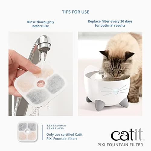 Catit PIXI Cat Drinking Fountain Original Filter, 3-Pack, White | Certified Replacement Filter for Cleaner Water thumbnail 4