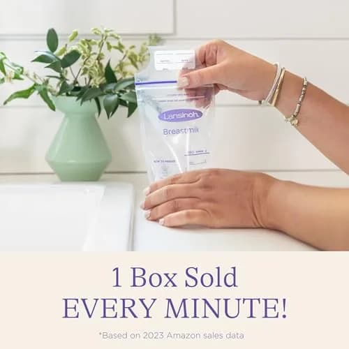 Lansinoh Breastmilk Storage Bags 4oz (120ml) | 50 Count, BPA/BPS Free, Double Zipper Seal thumbnail 2