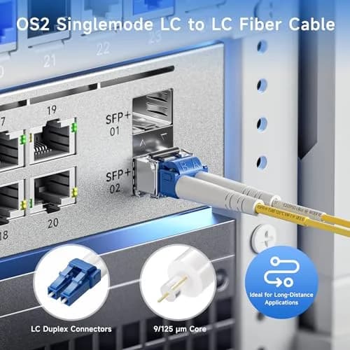 Cable Matters OS2 LC to LC Plenum Fiber Optic Cable 1m (3.3ft) | 10Gbps High Speed Single Mode Duplex thumbnail 2