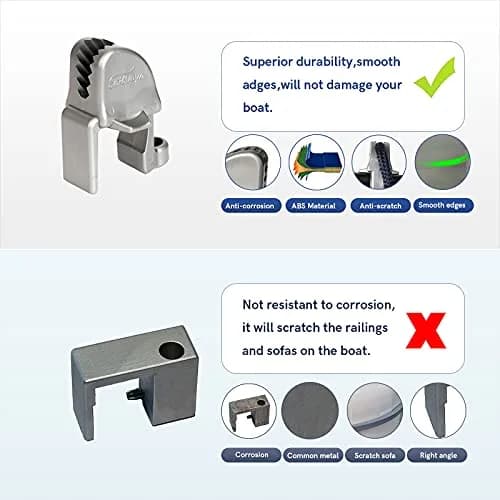 SailVoya Adjustable Pontoon Boat Fender Clips (4 Pack) | Securely Mounts 1-1.25 inch Square Rails thumbnail 6
