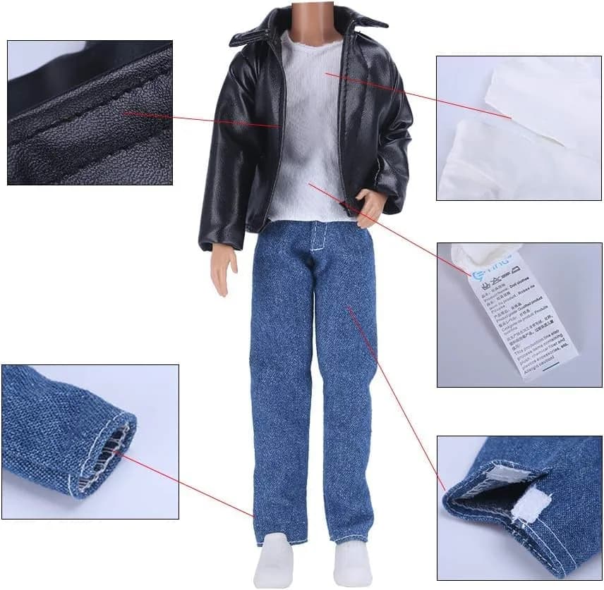 E-TING 10Set Doll Clothes & Shoes for 12-inch Boy Doll | Handmade, Safe & Colorful thumbnail 2