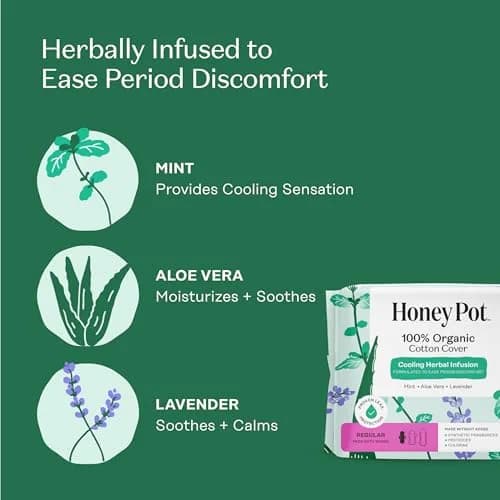 The Honey Pot Company Cooling Herbal Regular Pads 20 Count | Dermatologist Tested for Sensitive Skin thumbnail 3
