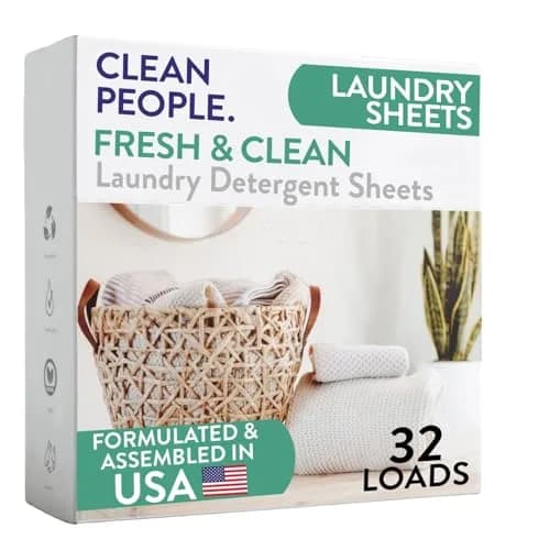 THE CLEAN PEOPLE Laundry Detergent Sheets Fresh Scent 32 Count | Hypoallergenic & Biodegradable thumbnail 1