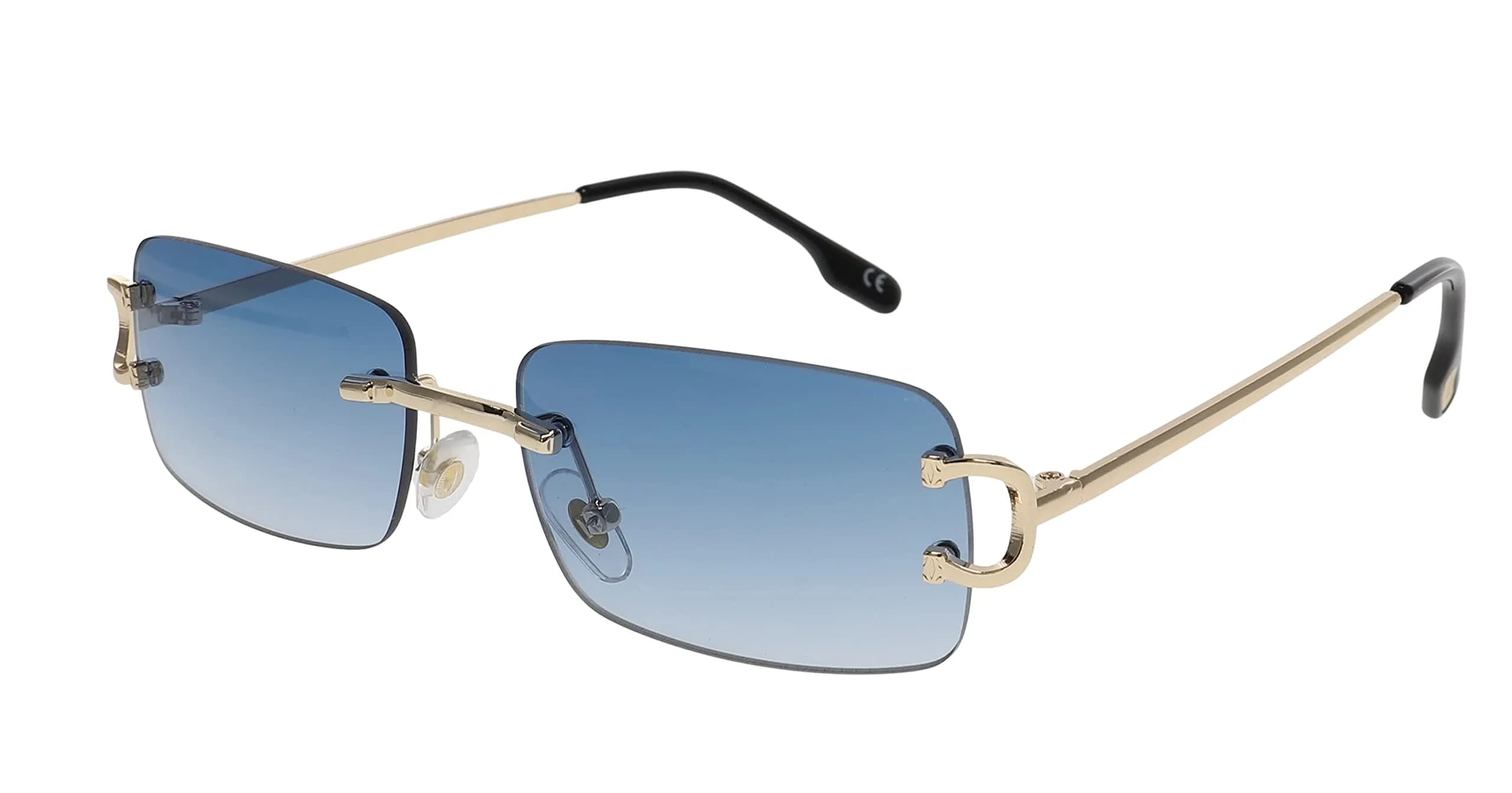 FLAWLESS EYEWEAR Men Women Classy Elegant Sophisticated Style Clear Lens EYE GLASSES Gold Rimless Frame 55mm (2.17in) — Blue