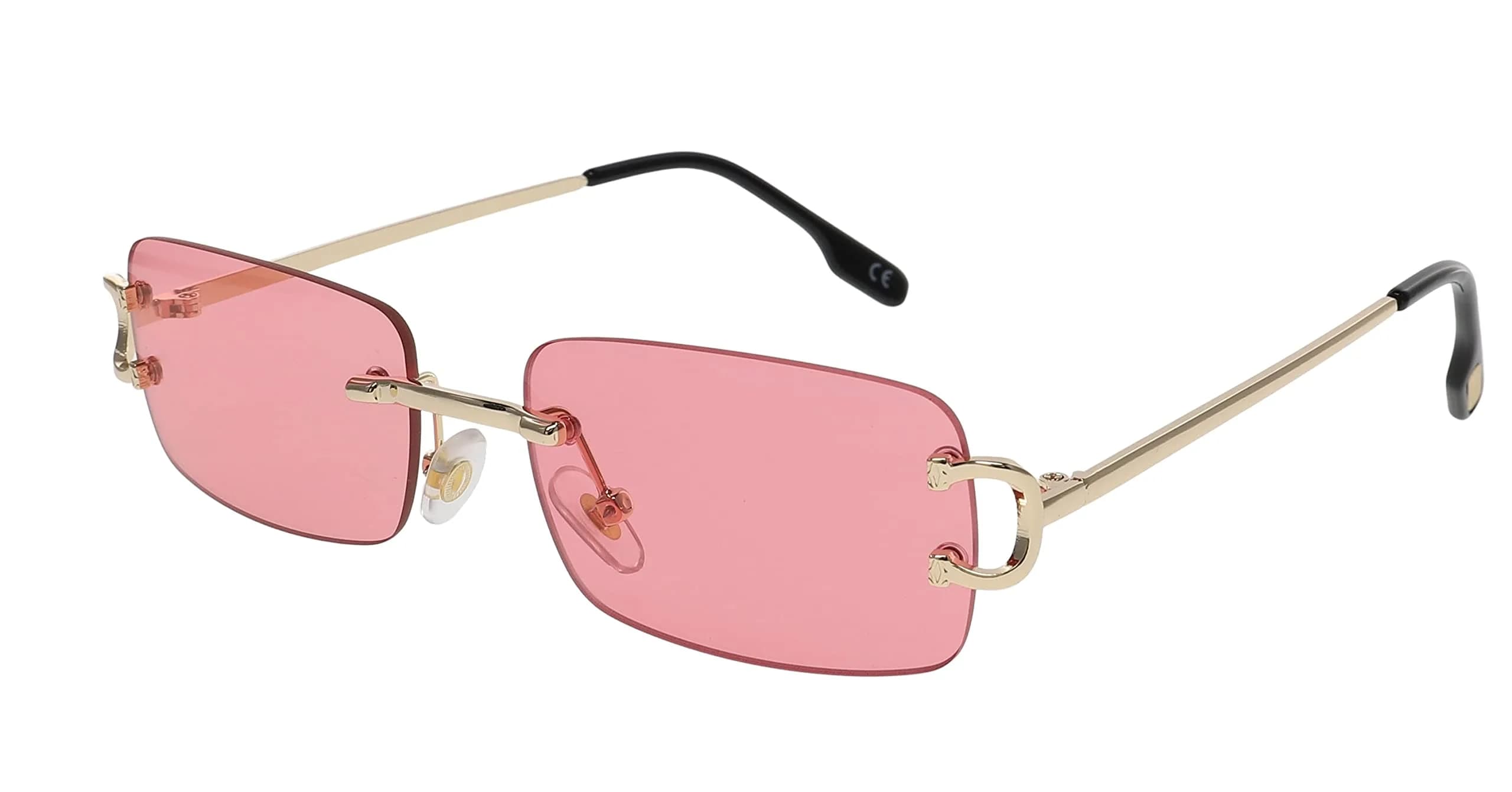 FLAWLESS EYEWEAR Men Women Classy Elegant Sophisticated Style Clear Lens EYE GLASSES Gold Rimless Frame 55mm (2.17in) — Pink