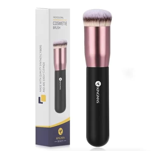 KINGMAS Round Foundation Brush, Premium Face Kabuki Makeup Brush with Synthetic Bristles, Black (1 Count) thumbnail 1