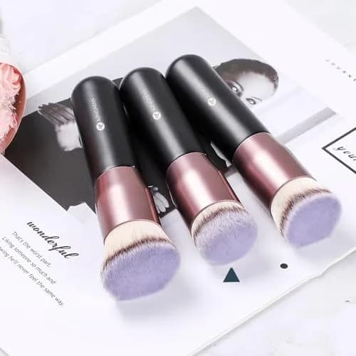 KINGMAS Round Foundation Brush, Premium Face Kabuki Makeup Brush with Synthetic Bristles, Black (1 Count) thumbnail 6