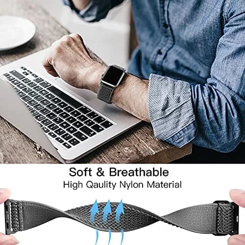 Lerobo Adjustable Nylon Solo Loop Band Compatible with Apple Watch 38mm-49mm | Breathable & Sweat-Resistant Sport Band thumbnail 4