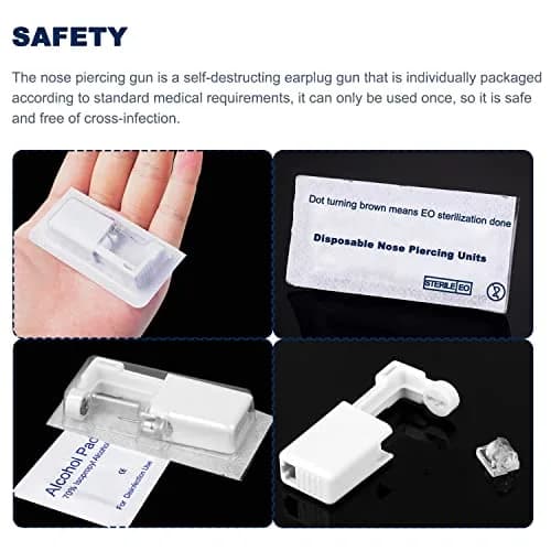 RASDDER Nose Piercing Kit 4-Pack Disposable Self Piercing Gun with Built-in Studs | 0.8mm (10g) Pin thumbnail 4