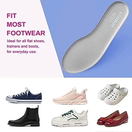 LTOHOE Memory Foam Insoles for Women Replacement Comfort 8mm Grey US 5.5 | Support & Comfort thumbnail 6