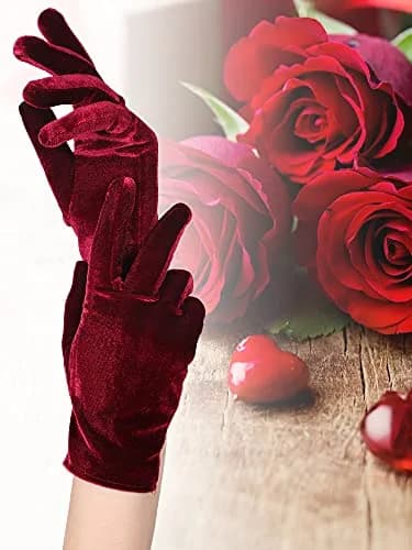 Geyoga 4 Pairs Women Short Velvet Gloves | Elegant Opera & Party Wear thumbnail 5