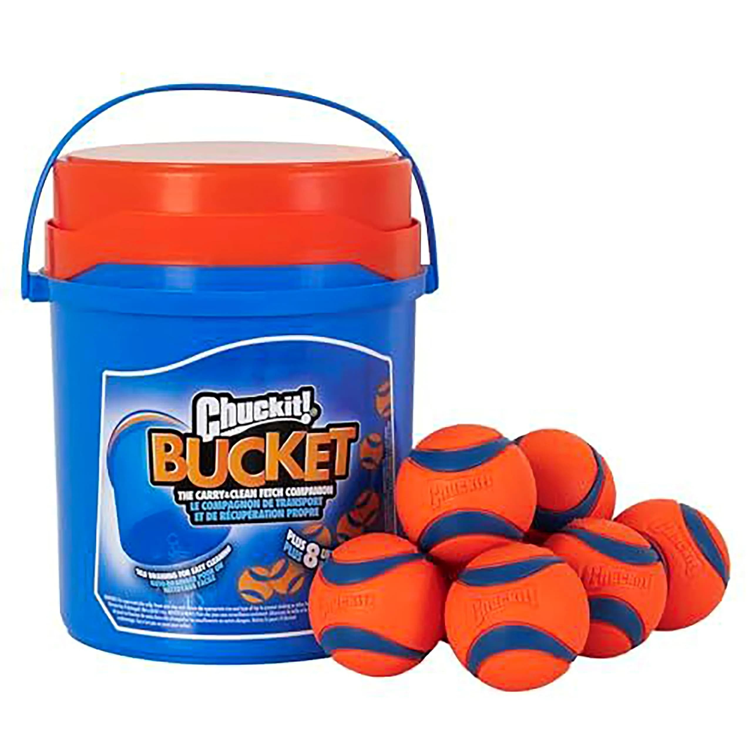 Chuckit! Ultra Ball Dog Toy 8-Pack with Bucket - Medium (6.4 cm) | Durable Rubber Fetch Balls for Dogs 20-60 lbs - main product image