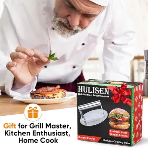 HULISEN Stainless Steel Burger Press 6.2-Inch Round | Flat, Non-Stick, Dishwasher Safe thumbnail 8
