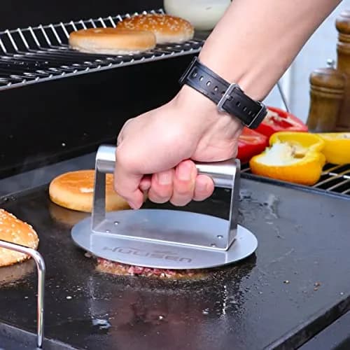HULISEN Stainless Steel Burger Press 6.2-Inch Round | Flat, Non-Stick, Dishwasher Safe thumbnail 3