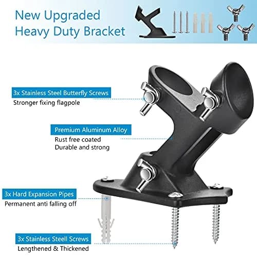 Haoridul Heavy Duty Flag Pole Holder Mount 1" Inner Diameter (Matte Black, 2-Pack) | Rust-Free Aluminum Bracket for Exterior House thumbnail 2