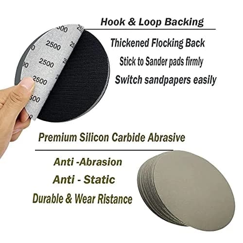 AutKerige 6 Inch 2500 Grit Wet Dry Sandpaper | Hook & Loop Discs for Auto & Home Use thumbnail 3