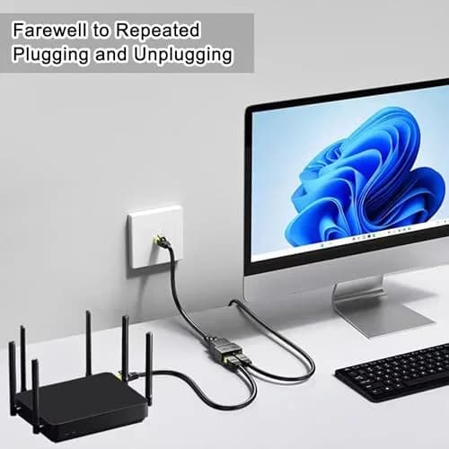 AKWOR Ethernet Splitter 1 to 2 | Double Ethernet Cable Adapter for Cat 5/5e/6/7/8 | Starlink Compatible thumbnail 2