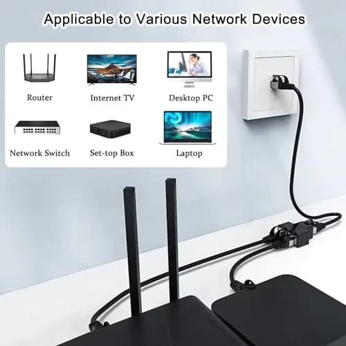 AKWOR Ethernet Splitter 1 to 2 | Double Ethernet Cable Adapter for Cat 5/5e/6/7/8 | Starlink Compatible thumbnail 5