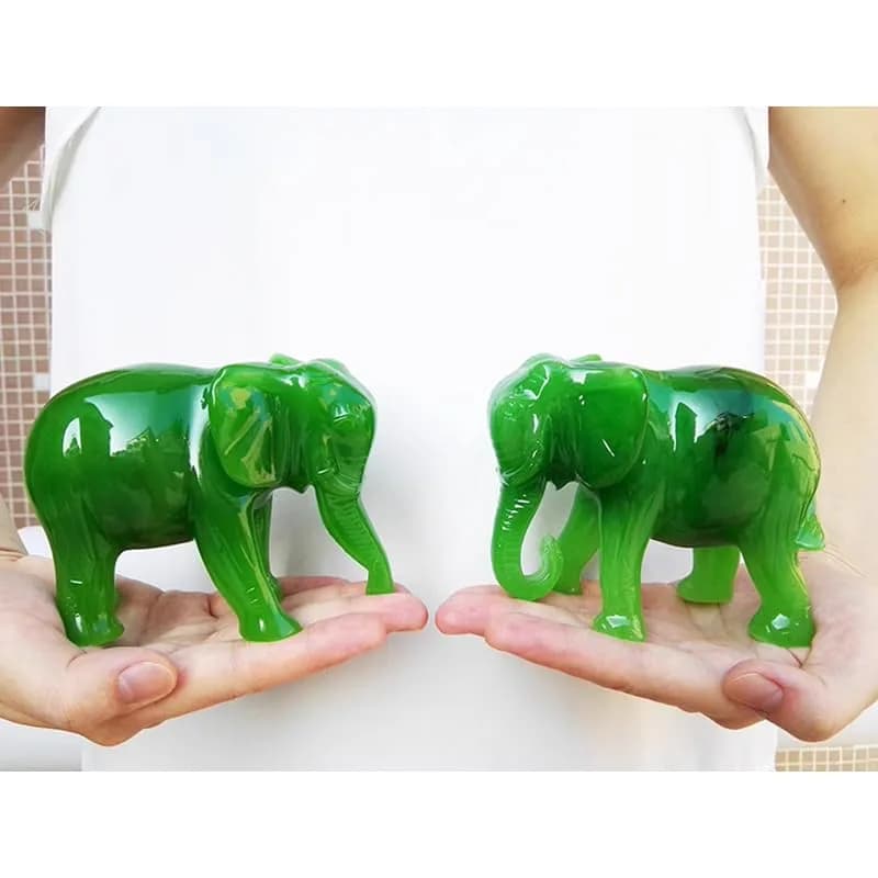 Acxico Jade Green Feng Shui Elephant Statue 10.8 cm (4.25") | Symbol of Luck and Prosperity thumbnail 3
