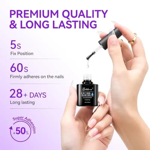 Gelike EC 6 in 1 UV Gel Nail Glue for Press Ons & Nail Tips | 8ml (0.27 Fl Oz) HEMA-Free Formula thumbnail 2