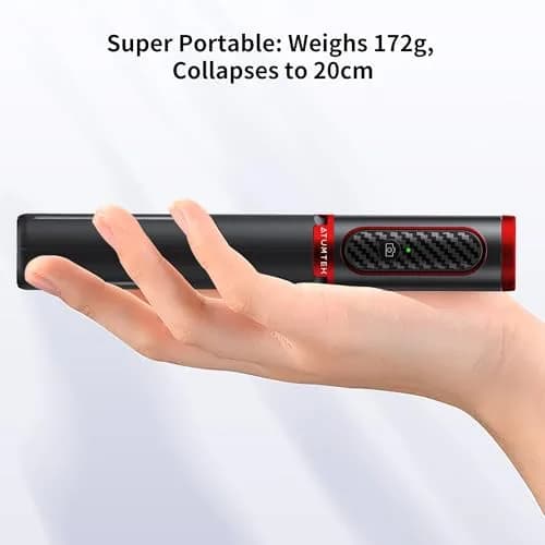 ATUMTEK Selfie Stick Tripod with Bluetooth Remote, 7.7"-31.3" Extendable Aluminum Pole for iPhone & Samsung Smartphones, Red | Integrated 3-in-1 Design thumbnail 4