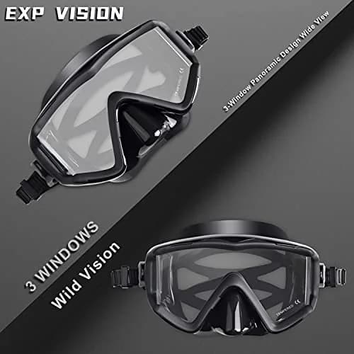 EXP VISION Pano 3 Window Scuba Diving Mask, Tempered Glass Snorkel Mask 280g (9.87 oz) | Wide View Anti-Fog Swim Mask thumbnail 4