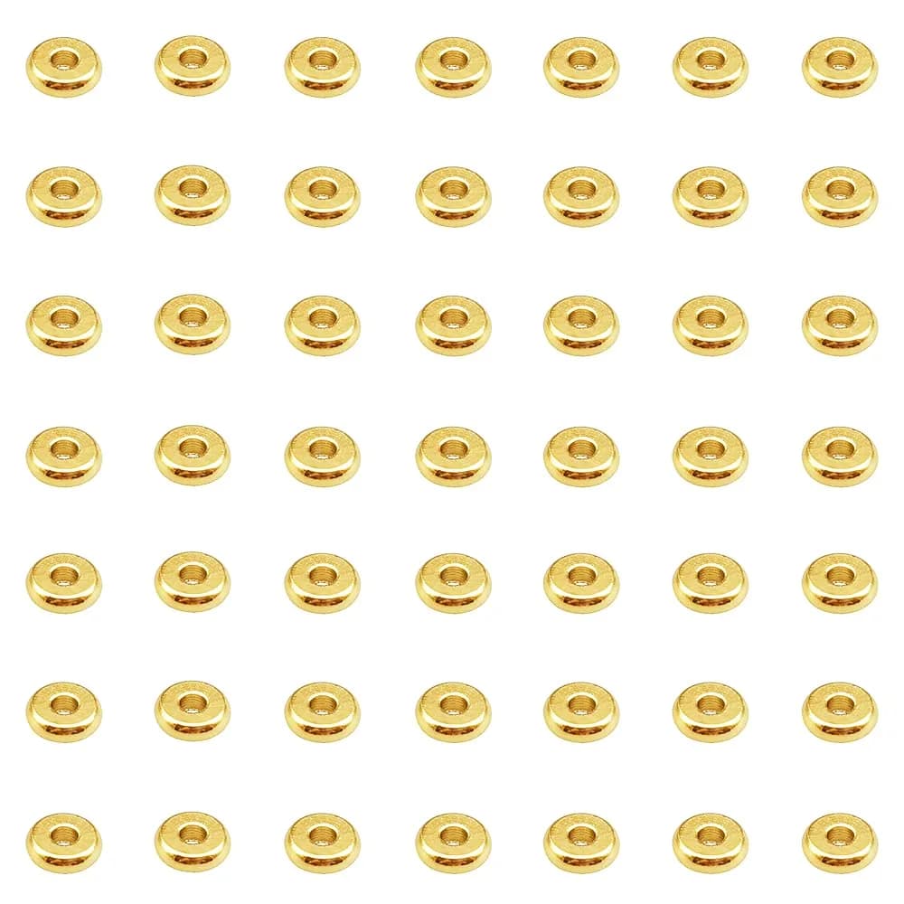INSPIRELLE Pale Gold Plated Brass Spacer Beads 6mm (100pcs) | Smooth Rondelle Beads for Jewelry Making — Yellow Gold / 4mm