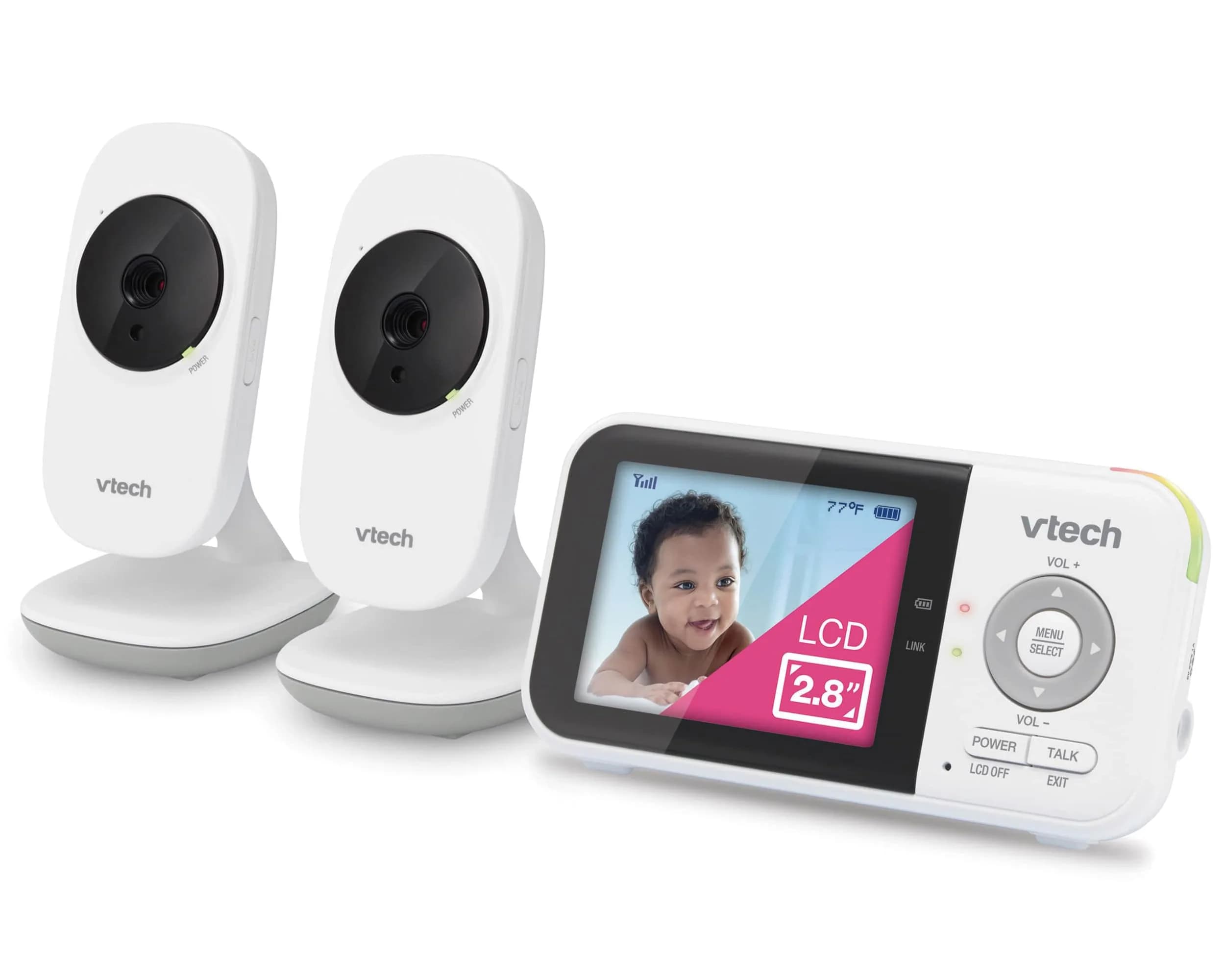 VTech VM819-2 Baby Monitor with 2 Cameras – 19-Hour Battery, 1000ft Range | Secure FHSS Connection