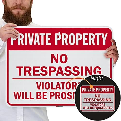 SmartSign 18 x 24 inch Private Property No Trespassing Metal Sign, 80 mil Aluminum, 3M Laminated Reflective Material thumbnail 2