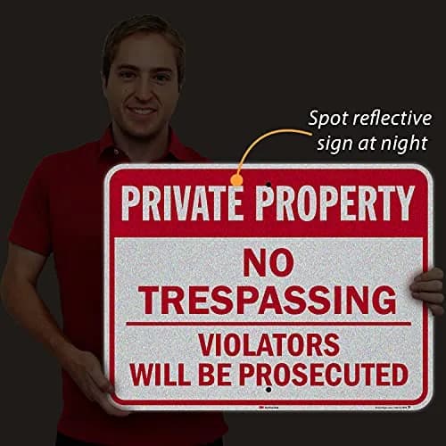 SmartSign 18 x 24 inch Private Property No Trespassing Metal Sign, 80 mil Aluminum, 3M Laminated Reflective Material thumbnail 3