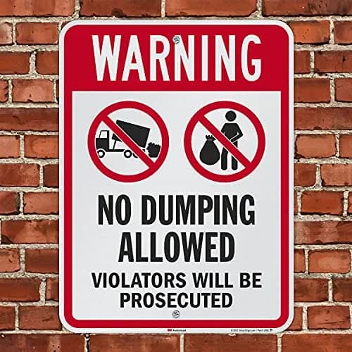 SmartSign 24 x 18 inch Warning No Dumping Allowed Metal Sign, 80 mil Aluminum, 3M Laminated Reflective Material thumbnail 4