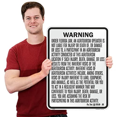 SmartSign Warning Agritourism Operator Not Liable 24 x 18 inch | Rustproof Aluminum Sign thumbnail 3