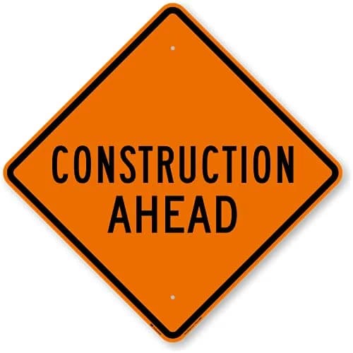 SmartSign 24 x 24 inch Construction Ahead Metal Sign, 80 mil Aluminum, 3M Laminated Reflective Sign, Black, Silver & Orange | Heavy-Duty Outdoor Safety Sign thumbnail 1