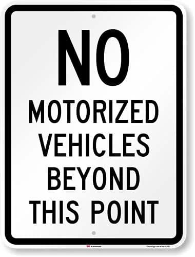 SmartSign No Motorized Vehicles Beyond This Point Metal Sign 61x46 cm (24x18 inch) | Durable 80 mil Aluminum with 3M Reflective Lamination thumbnail 1