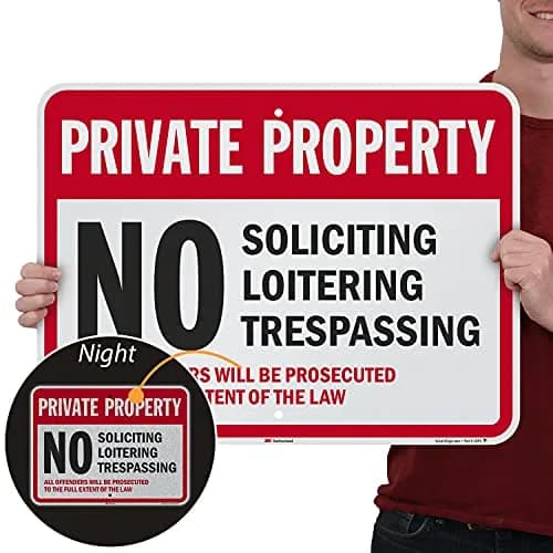 SmartSign Private Property No Soliciting No Loitering No Trespassing Metal Sign 18 x 24 inch | Heavy Duty Aluminum thumbnail 2