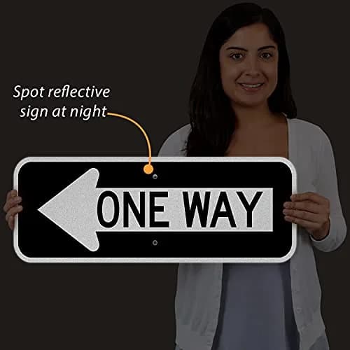 SmartSign 8 x 24 inch MUTCD-Compliant Metal Sign with Left Arrow, 80 mil Aluminum, 3M Laminated Reflective Material thumbnail 4