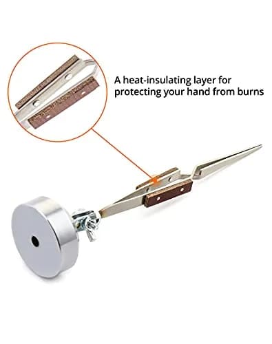QWORK Cross Locking Tweezers with Base 360° Rotation | Jewelry Welding Soldering Repair Kit thumbnail 4
