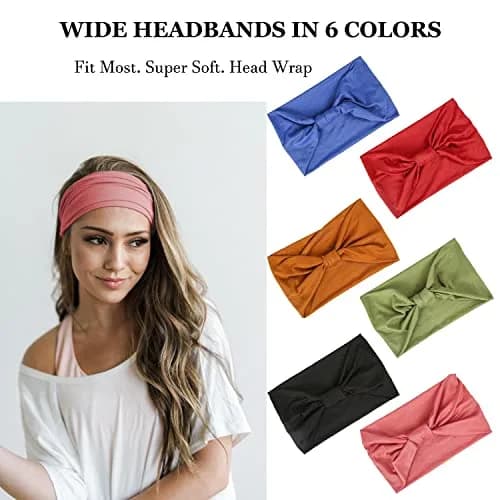 GiLi 6 Pack Wide Headbands for Women 5.5-inch | Non Slip, Soft Elastic, Sweat-Wicking Head Wraps thumbnail 3