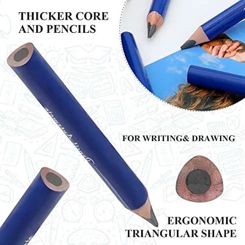 AUTEMOJO Triangular Fat Pencils 3.5-inch (88.9mm) | 5mm Core, Pack of 8 thumbnail 3