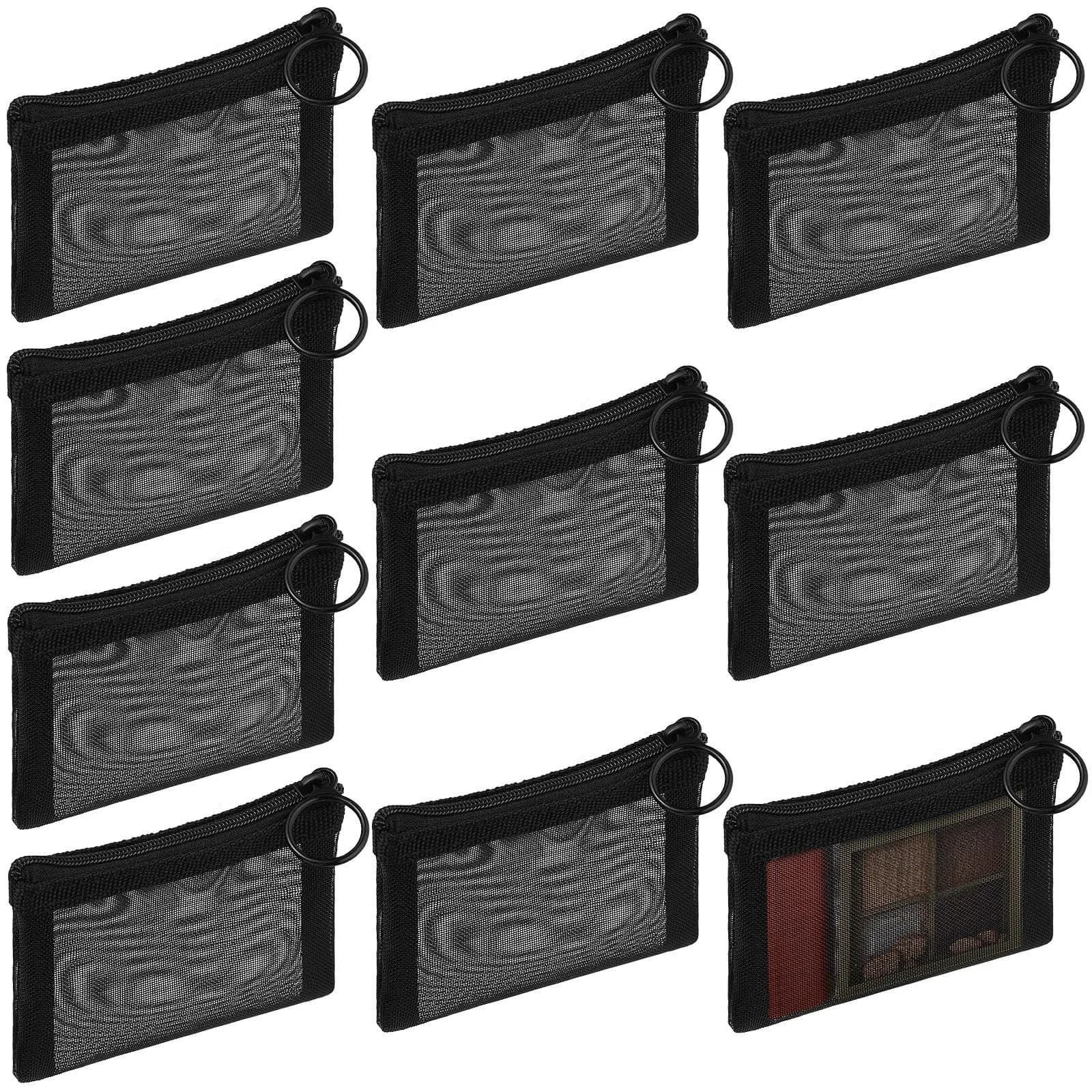 Frienda 10 Pcs Small Mesh Zipper Bags 7.6cm x 10.2cm (3 x 4 Inch) | Grey Cosmetic Travel Pouches — Black / 3 x 4 Inch