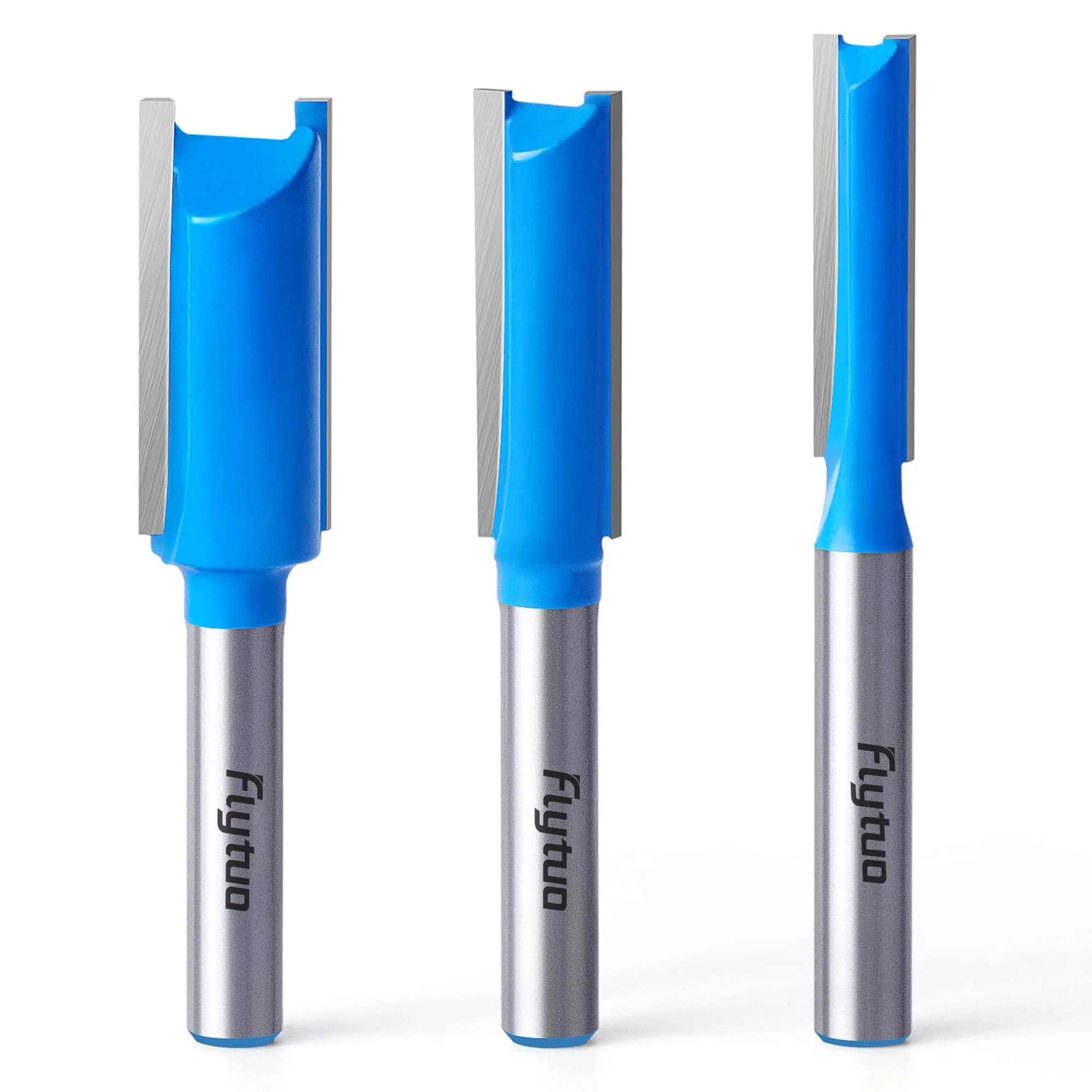 Flytuo Straight Dado Cut Router Bit Set 1/4" Shank, 3PCS Double Flute Plywood Straight Cut Router Bit Set | Create Groove, Dado with Diameter 1/4", 3/8", 1/2"