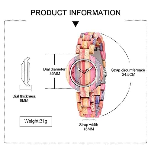Dentily Rainbow Wooden Watch 35mm | Natural Quartz, Adjustable, Lightweight for Women thumbnail 4
