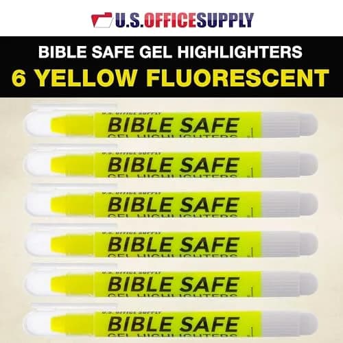 US Office Supply Bible Safe Highlighter Set of 6, Neon Yellow | No Bleed, Pastel Gel Markers for Bible & Journaling thumbnail 2