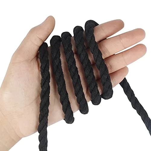 Tenn Well Black Macrame Cord 8mm (5/16 inch) x 18m (59 Feet) | Strong 3-Ply Twisted Cotton Rope for Crafts thumbnail 2