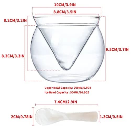 MDLUU 2-Pack Glass Caviar Chiller Server with Mother of Pearl Spoon, 16.9 oz (499 ml) Ice Bowl thumbnail 3
