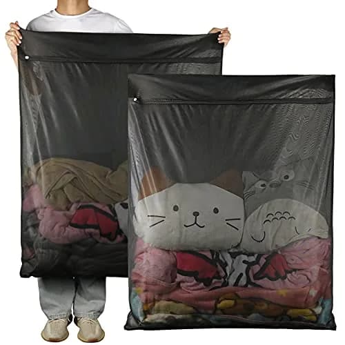 Tenn Well Extra Large Mesh Laundry Bags with Zipper (2-Pack, 110 x 90cm / 43 x 35 Inches) | Durable Wash Bags for Delicates, Bedding, Travel thumbnail 1